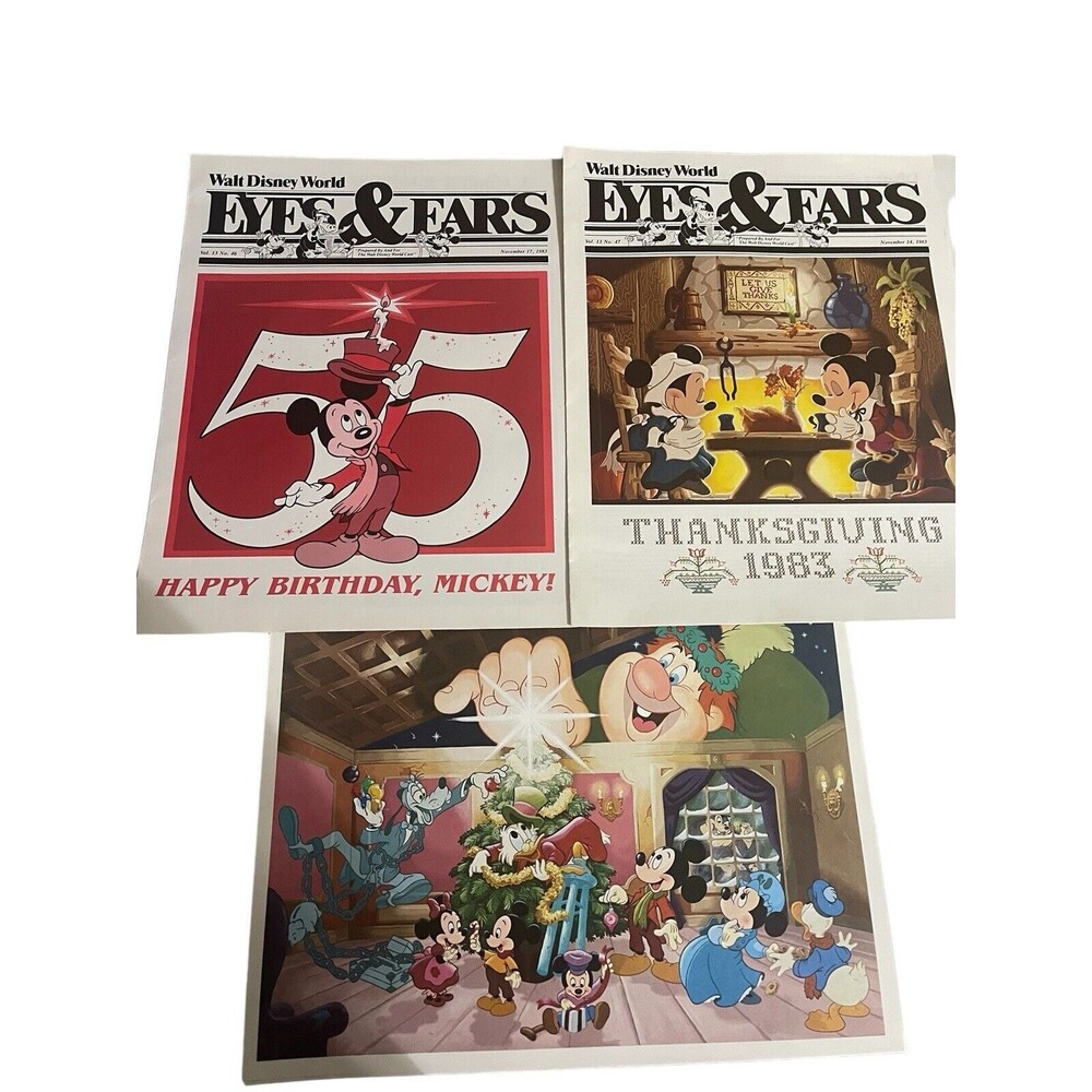 Disney Eyes & Ears 1983  Vol 13 # 46/47/51 Mickey Mouse 55th Bday / Thanksgiving